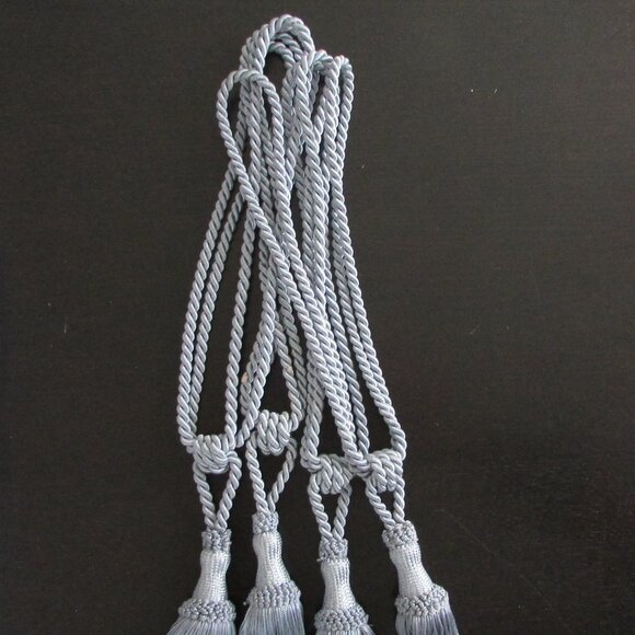 Silver Silky Curtain Tie Back Tassels x 4 - Picture 9 of 10